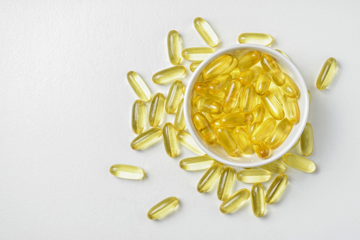 Golden omega-3 fish oil softgel capsules